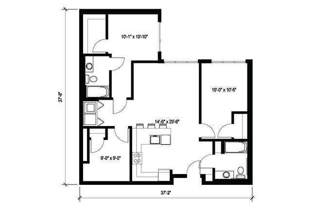 2x2 Den E8 541 floor plan